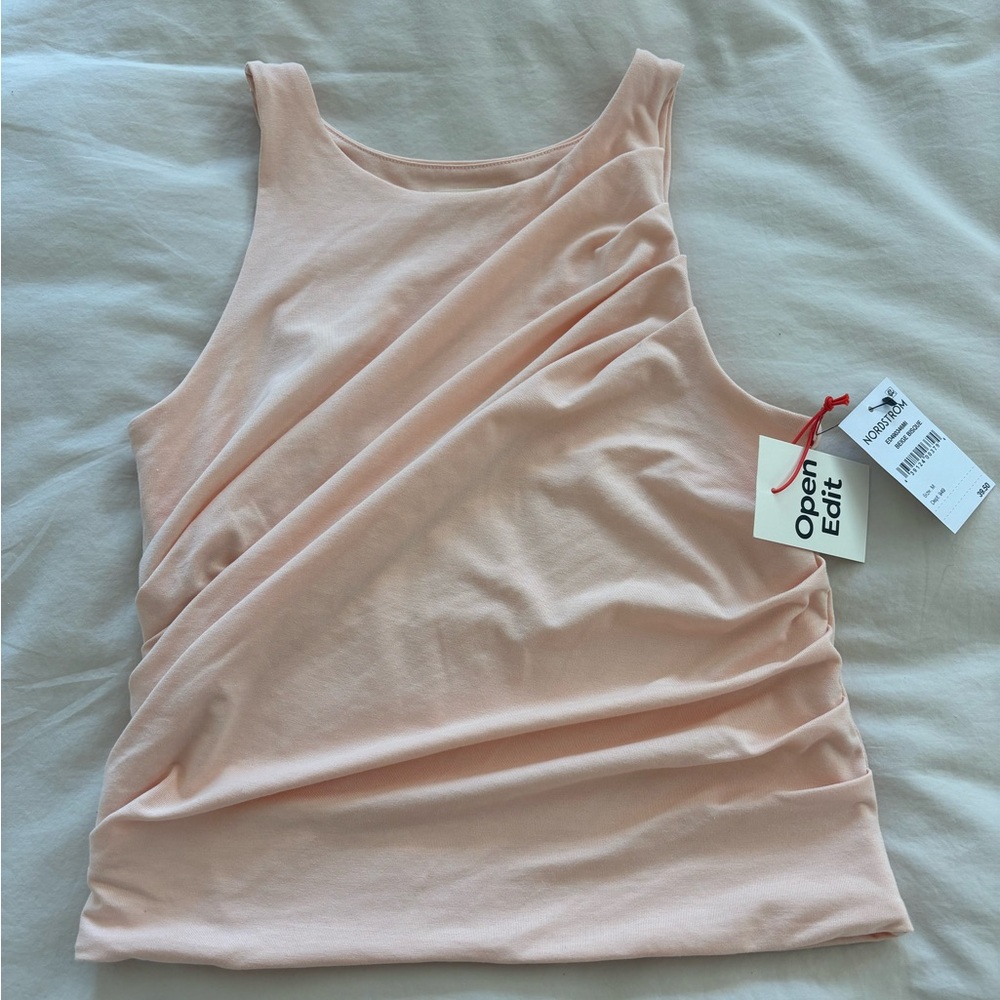 NORDSTROM OPEN EDIT Peach Ruched Tank - Picture 2 of 8